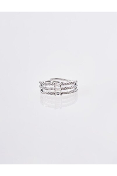 Kayra Stone Detailed Multi-Row Ring Silver