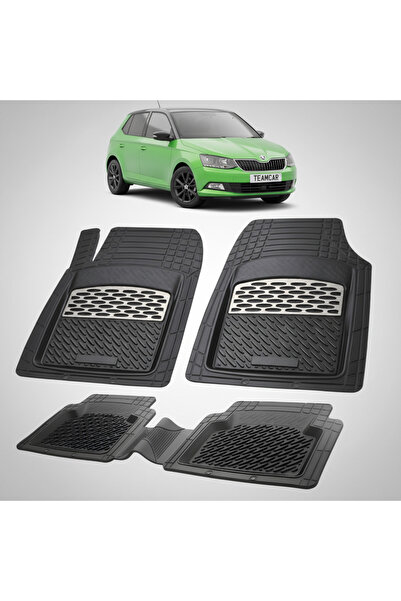 TEAMCAR Πατάκια δαπέδου Skoda Fabia III Συμβατά Hatchback 2014-2021 | Ασημί