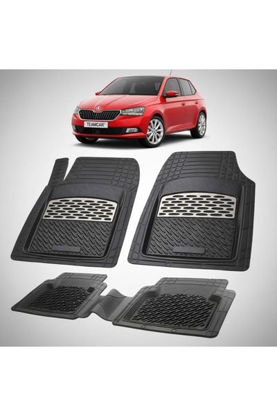 TEAMCAR Πατάκια δαπέδου Skoda Fabia III Συμβατά Hatchback 2014-2021 | Ασημί