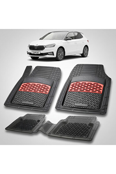 TEAMCAR Skoda Fabia IV Compatible Floor Mats Hatchback 2021+ | Red