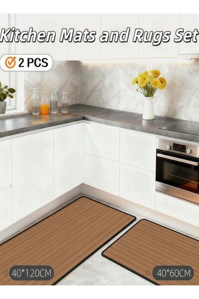 Generic 2 PCS Kitchen Mats and Rugs Set , Non Slip Heavy Duty Standing Mat, Q...