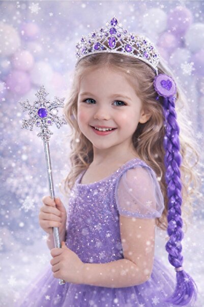 BKMC PARTY KARTANESİ PRİNCESS DREAM TAÇ ASA SETİ SAÇLI KARTANESİ PRENSESİ TAÇ...