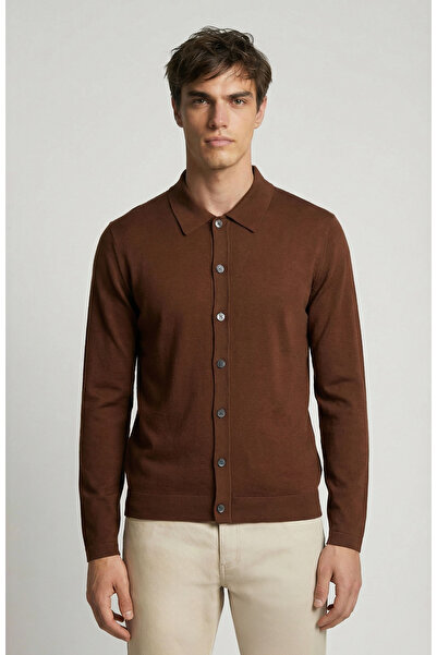 Network Limited Kahverengi İpek Karışımlı Triko Gömlek
