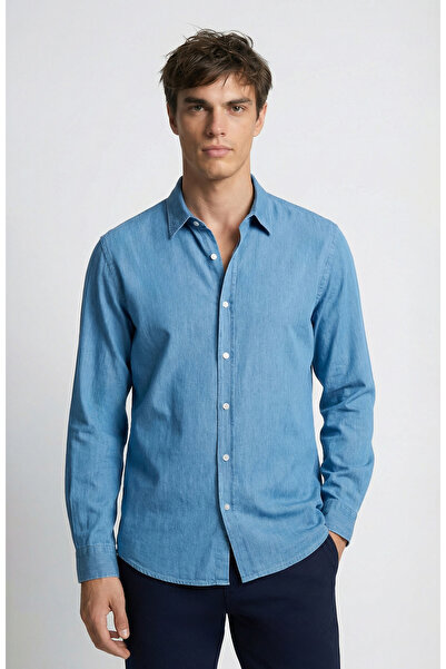 Network Açık Mavi Lyocelli Denim Look Gömlek