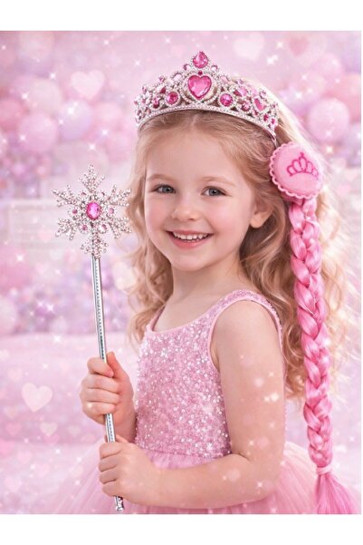 BKMC PARTY KARTANESİ PRİNCESS DREAM TAÇ ASA SETİ SAÇLI KARTANESİ PRENSESİ TAÇ...