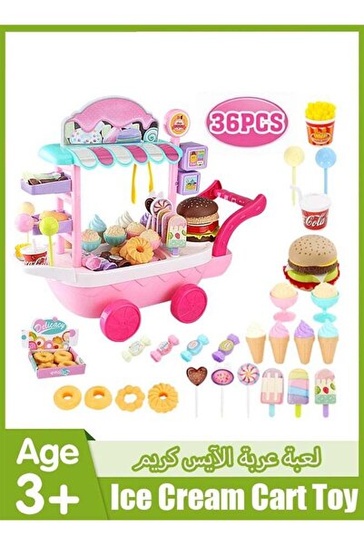 Generic Ice Cream Cart and Pretend Play Food Set 36PCS Ice Cream Toys Candy C...