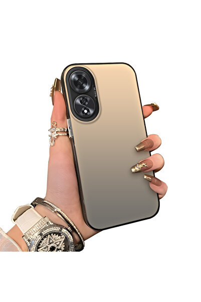 ucuc Oppo A60 Uyumlu Sert Akrilik Arka Silikon Kenar Lens Koruma Kılıf