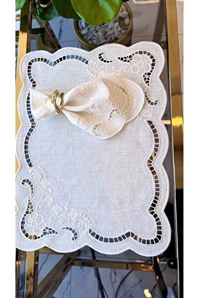 elithomebysengul Örgü Desenli Lüks Peçete ve Amerikan Servis