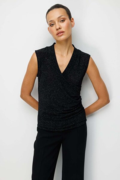 ON Διπλόστρωτη μπλούζα με γιακά και λάμψη