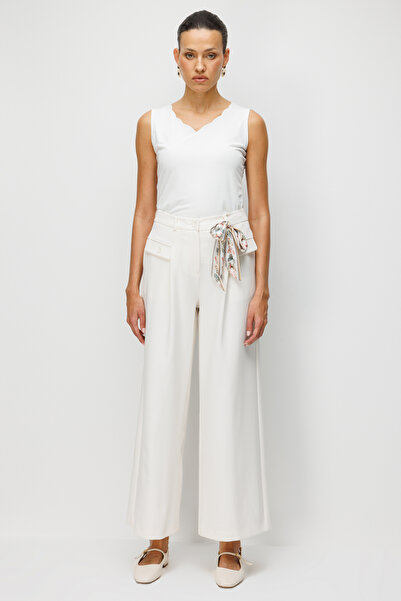 Ekol Süs Cep Detaylı Bol Paça Pantolon