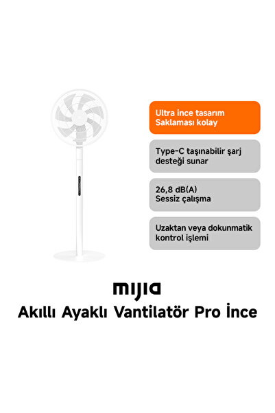 Xiaomi Mijia Smart Standing Fan Pro Slim - Akıllı Ayaklı Vantilatör, İnce Tas...