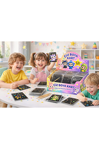 KILIÇ 🎨 ÇİZ BOYA KART – Eğlenceli Kazıma Kartları! 🌈✨4'lü X 20 Adet