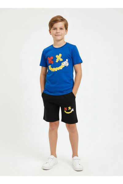 FYK KİDS Σετ μπλούζας και παντελονιού για αγόρια με στρογγυλή λαιμόκοψη, καλο...