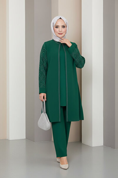 ESLEMNUR طقم من قطعتين // الأكمام مزينة بالأحجار