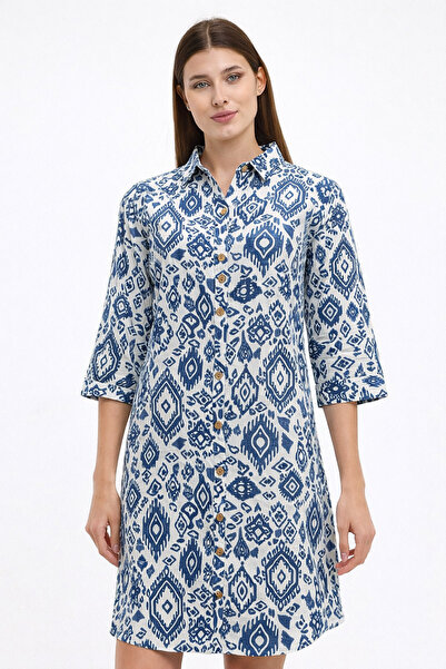 Heaven Ephesus Women's Linen Tunic- Linen Patterned Tunic-1550