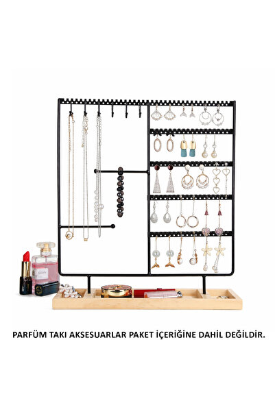 Microcase Ahşap Tabanlı Masaüstü Kolye Küpe Bileklik Takı Aksesuar Organizer ...