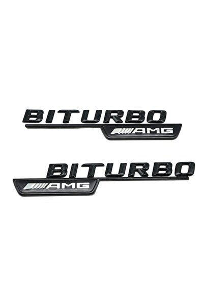 MERCEDES Set de 2 embleme Biturbo AMG pentru aripioare Mercedes, negre
