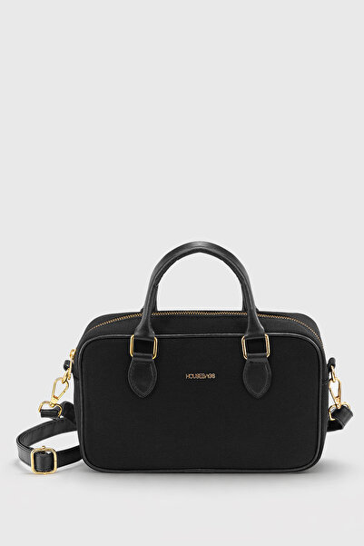 Housebags Crna platna strukturisana Torba za rame sa zlatnim dodacima i podes...