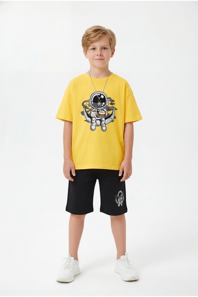 FYK KİDS Σετ μπλούζας και παντελονιού για αγόρια με στρογγυλή λαιμόκοψη, καλο...