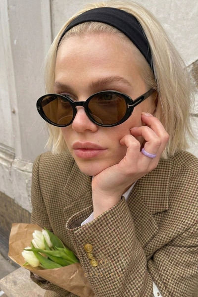 Eyesofia Pearly Cat Eye Black Framed Brown Ultra Lightweight Women's Sunglass...