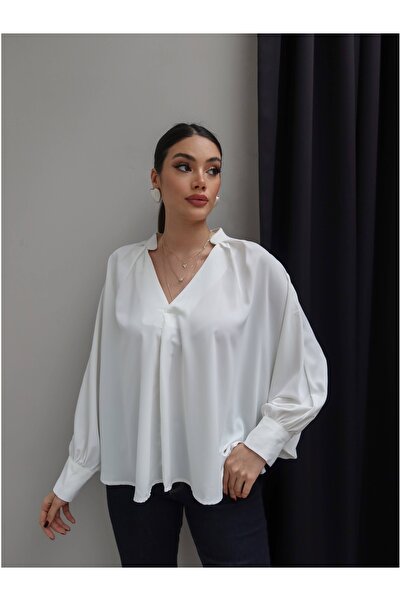 ESRAHELVACI Πουκάμισο με λαιμόκοψη V Ρευστή εφαρμογή