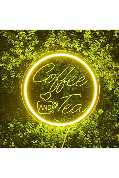 Slasa Coffee and Tea Neon Sign 30x30 cm Yellow LED with 6 mm Acrylic Base