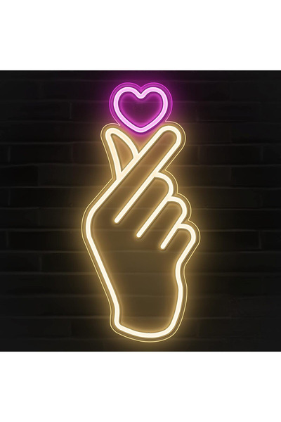 Slasa Finger Heart LED Neon Sign – 41x19 cm K-Pop Bedroom & Game Room Wall Light