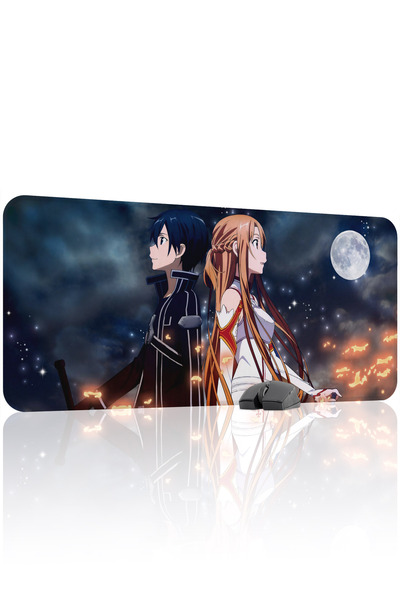 mousepad bastir لوحة ماوس مطاطية مخيطة من Sword Art Online مانع للانزلاق V2 -...