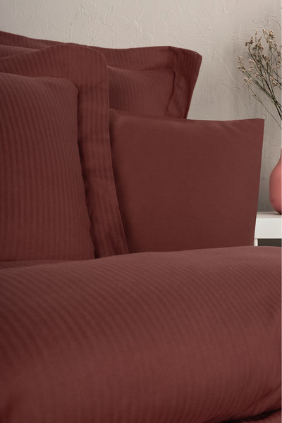 Cotton Box Τένσελ Κραφτ Διπλό Σετ παπλωματοθήκης Βουργουνδία