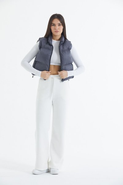Space Fashion Women's Smoked Cropped Puffer Vest