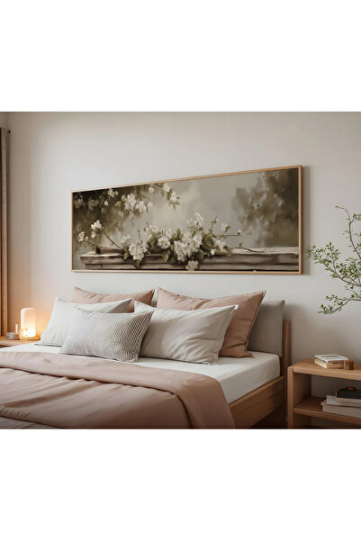 woodhomeworks Tek Parça Gerçek Ahşap Yatay Panorama Çerçeveli Tablo çiçekler ...
