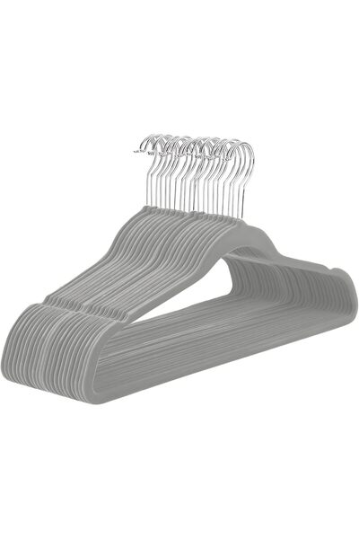Feelings Velvet Hanger (GREY WITHOUT TIE HOLDER, Pack Of 24)