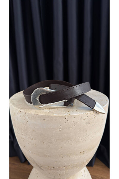 BİRCANÇİL Bitter Brown Antique Buckle and Tip Belt