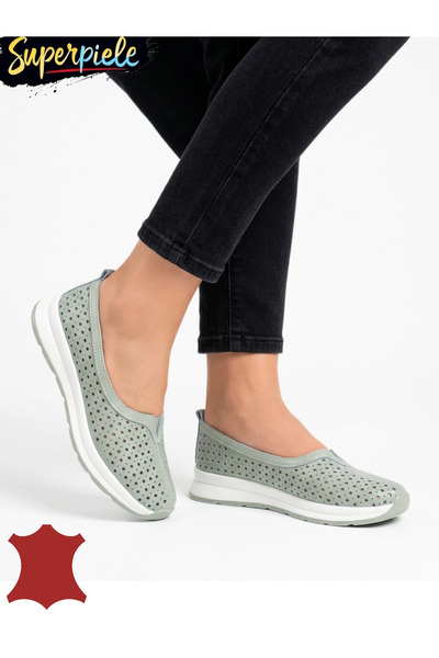 ANGEL BLUE Comfortable women's Ballet Flats made of natural Leather , perfora...