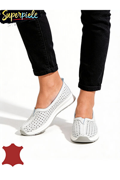 ANGEL BLUE Comfortable women's Ballet Flats made of natural Leather , perfora...