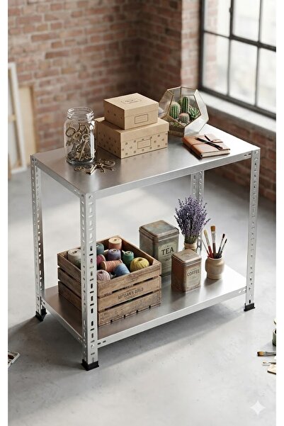 ALANRAF 2 Katlı Dekoratif Galvaniz Çelik Raf - Depo, Arşiv, Kiler, Dosya, Mar...