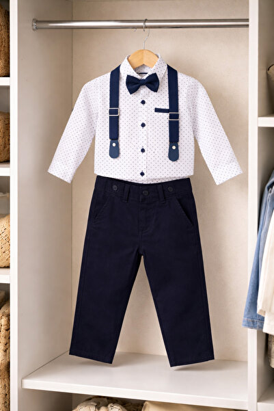 Terry Erkek Çocuk Gömlekli Ayarlanabilir Askı Papyonlu 4’lü Takım – Özel Gün ...