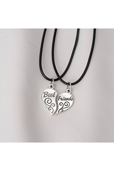Zuum Accessories قطعتان من قلادة الحبل على شكل قلب مكتوب عليها أفضل الأصدقاء،...