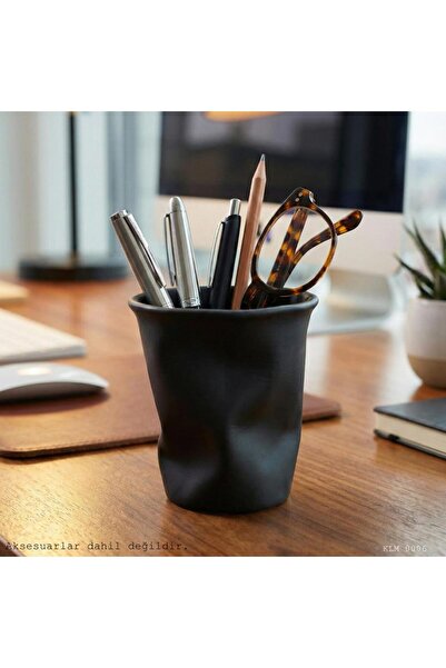 CT STONES Black Modern Trapezoid Shaped Cup Desktop and Office Organizer