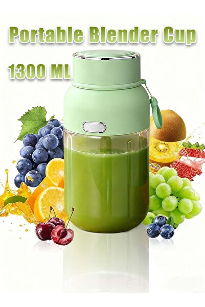 Generic خلاط محمول لاسلكي مع كوب عصارة بسعة 1300 مل، مزود بغطاء رياضي، مصنوع ...