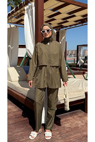 lurex moda Doha Parachute Fabric 3-Piece Fully Covered Hijab Swimsuit