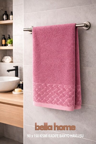 Bella Home Partial Velvet 90X150 cm Bath Towel |   1 Piece |   100% Cotton | ...
