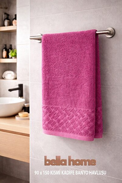 Bella Home Partial Velvet 90X150 cm Bath Towel |   1 Piece |   100% Cotton | ...