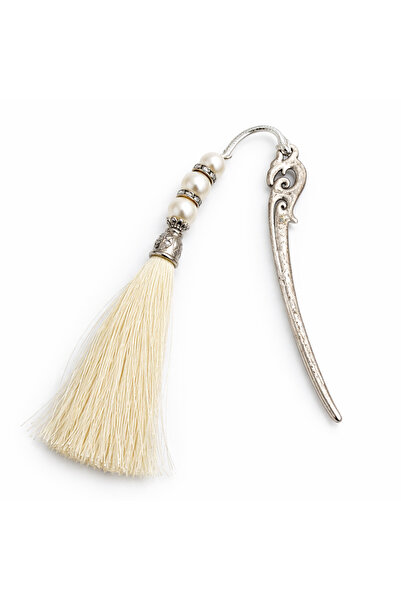 Hanori Accessory فاصل كتب معدني بتفاصيل لؤلؤية – تصميم أنيق باللون الكريمي P ...