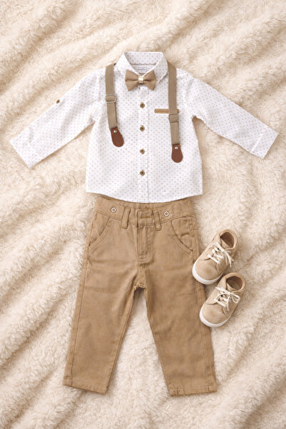 Terry Erkek Çocuk Gömlekli Ayarlanabilir Askı Papyonlu 4’lü Takım – Özel Gün ...