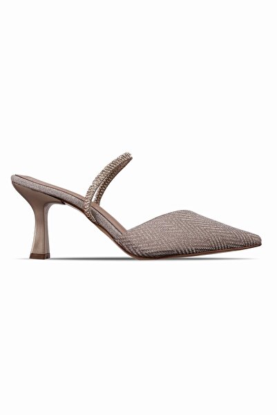 Lal Shoes & Bags Agnes pentru femei, argintiu, cu elastic la spate, vârf ascu...