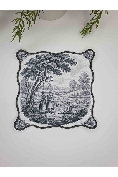 decofav Seria Toile Elegance gri Șervețele de cocktail din țesătură brodată 1...