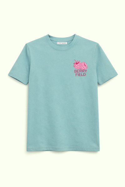 Mixray 2054 Дамска тениска с принт Berry Field, 100% памук, мента