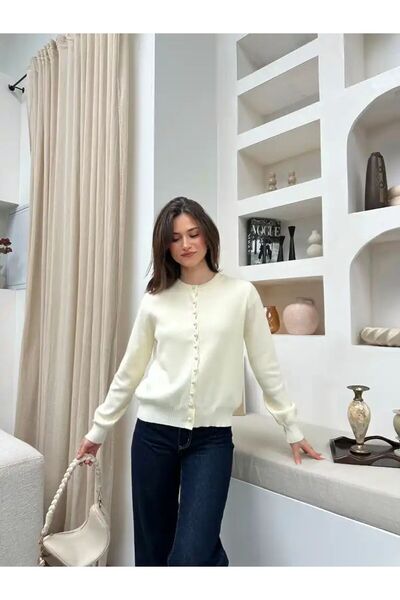 fujya Knitted Detail Fabric Buttoned Elite Knitwear Cardigan