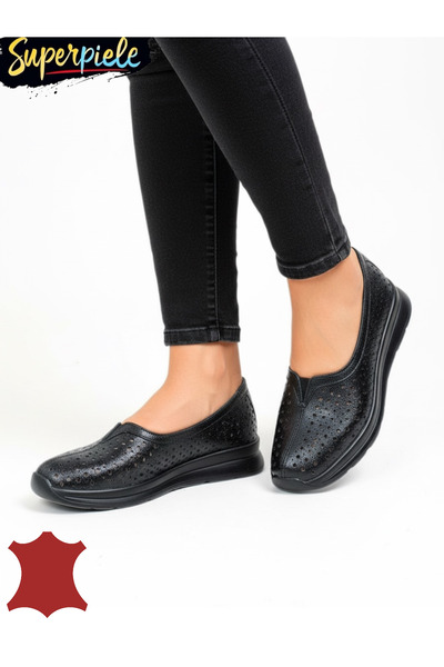 ANGEL BLUE Comfortable women's Ballet Flats made of natural Leather , perfora...